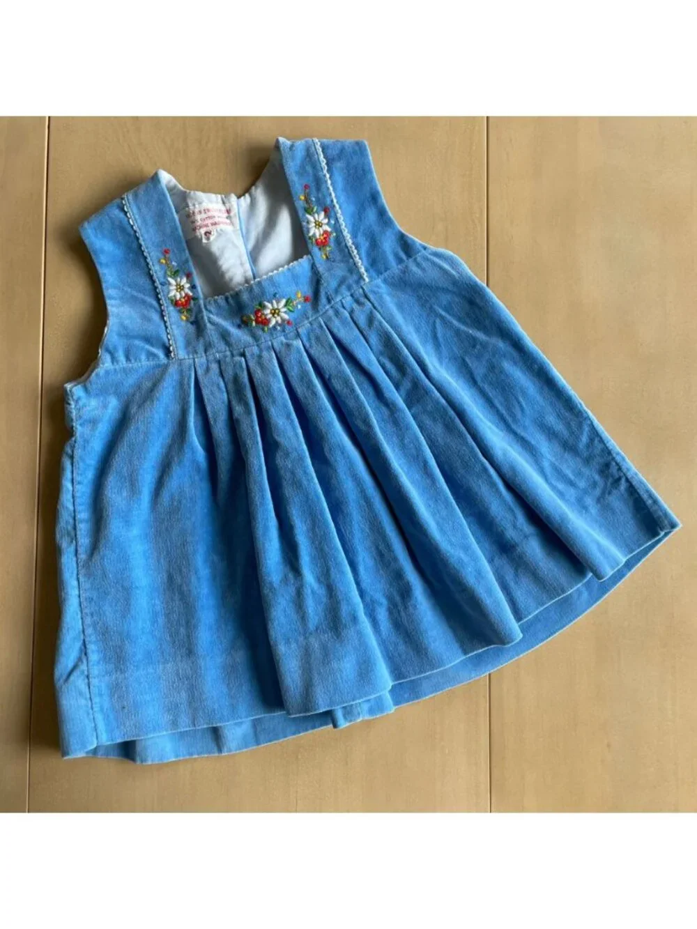 Vintage Rare Swiss 100% Woven Cotton Embroidered‎ Toddler Girl Tank Top - Size 2